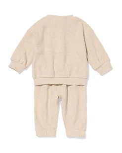baby kleding sweatset bloemen zand