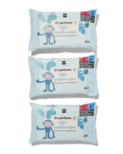 baby lotiondoekjes zonder parfum - 3x63 stuks
