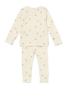 baby meegroeipyjama rib dieren gebroken wit