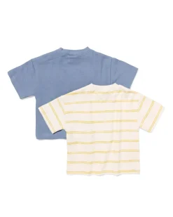 baby T-shirt jersey strepen - 2 stuks blauw
