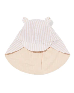 babyhoed seersucker strepen beige