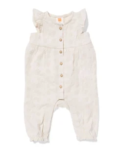 babyjumpsuit jersey geborduurd gebroken wit