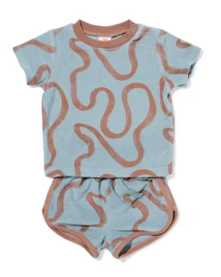 babykledingset badstof abstract blauw