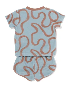 babykledingset badstof abstract blauw