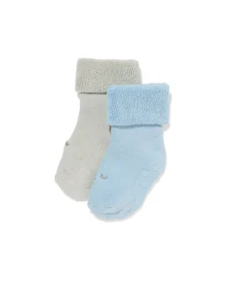 babysokken badstof beren - 2 paar middenblauw