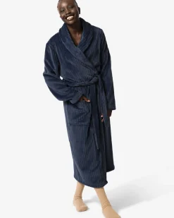 badjas rib fleece donkerblauw