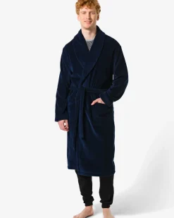 badjas velours donkerblauw