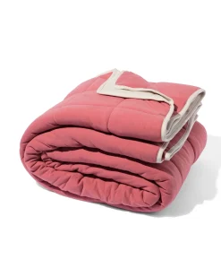 Bedsprei jersey ruit beige/rood 260x235