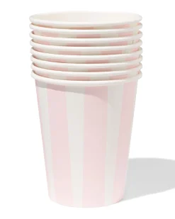 bekers 250ml papier strepen - 8 stuks