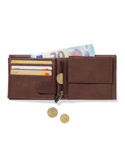 billfold portemonnee laag leer bruin