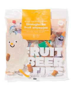 bio fruit snoepjes appel-aardbei-banaan uitdeelzak - 8 stuks