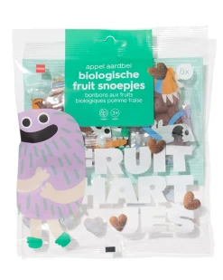 bio fruitsnoepjes appel-aardbei uitdeelzak - 8 stuks