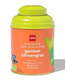 bio groene thee gember-citroengras 75gr in blik