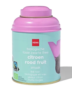 bio zwarte thee citroen-rood fruit 75gr in blik