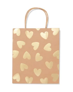 cadeautas 18x29cm hartjes goud