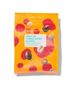 choco mix rozijnen, pinda's en noten 150gram