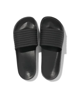 dames badslippers met ribbelband zwart