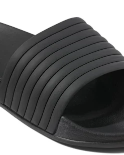 dames badslippers met ribbelband zwart