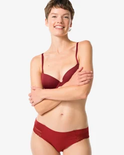 dames brazilian micro met kanten inzet donkerrood