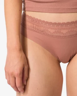 dames brazilian micro met kanten tailleband lichtbruin