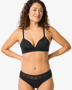 dames brazilian micro met kanten tailleband zwart