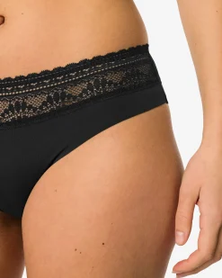 dames brazilian micro met kanten tailleband zwart