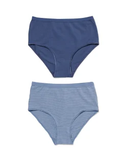 dames tailleslip katoen - 2 stuks blauw