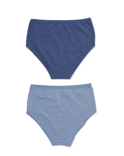 dames tailleslip katoen - 2 stuks blauw
