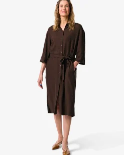 damesjurk Dawn midi regular fit donkerbruin