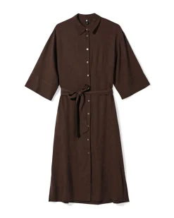 damesjurk Dawn midi regular fit donkerbruin