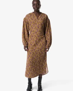 damesjurk Inez bloemen khaki