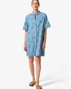 damesjurk wijd bloemen denim