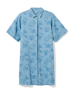 damesjurk wijd bloemen denim