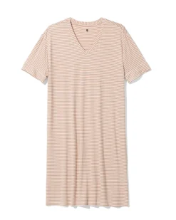 damesnachthemd jersey strepen beige