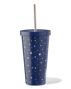 drinkbeker met rietje 500ml rvs sterren