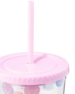 drinkbeker met rietje 450ml gezichtjes