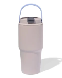 drinkbeker met rietje 600ml rvs grijs