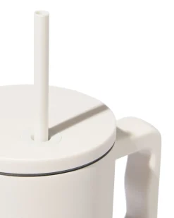 drinkbeker met rietje 900ml rvs beige