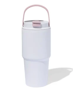 drinkbeker met rietje 600ml rvs lavendel