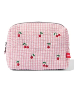 etui 18.5x6.6x13cm seersucker ruiten kersen