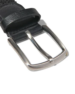 gevlochten elastische heren riem 3.5cm zwart