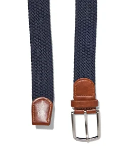 gevlochten elastische heren riem 3.5cm blauw