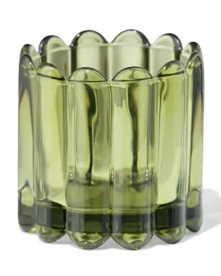 glas voor geurkaars ⌀8x8cm ribbel donkergroen