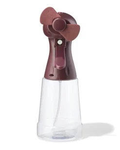handventilator met watersproeier 13x13x28cm paars