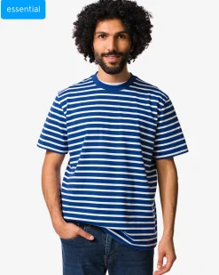 heren T-shirt Elias relaxed fit strepen blauw