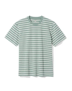 heren T-shirt Elias relaxed fit strepen lichtgroen