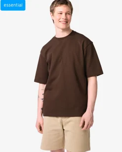 heren T-shirt Job oversized fit donkerbruin