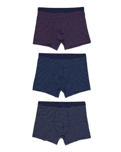 herenboxer strepen - 3 stuks donkerblauw
