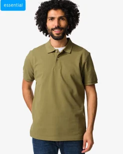 herenpolo Denton regular fit piqué middengroen