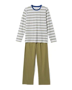 herenpyjama Jonas jersey retro gebroken wit